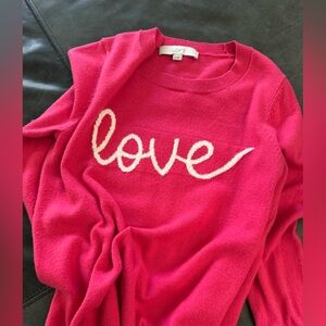 LOFT Women's Hot Pink Love Sweater